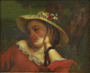 Gustave Courbet Woman with Flowers in her Hat oil painting reproduction